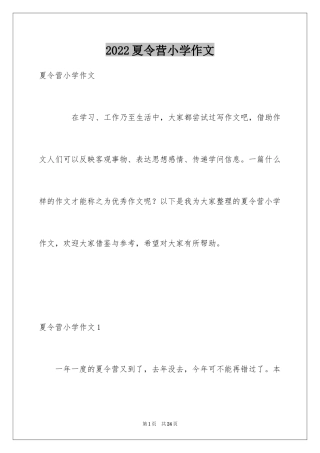 2024夏令营小学作文