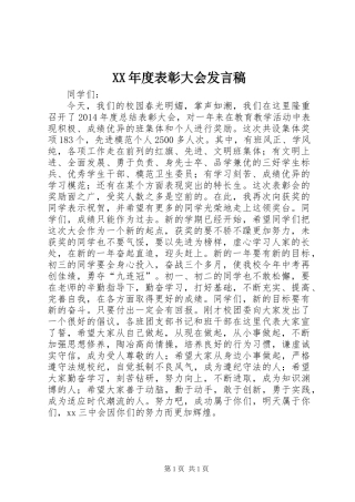 XX年度表彰大会发言稿