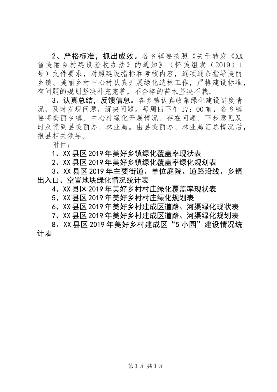 XX年度美丽乡镇和美丽乡村中心村绿化工作方案_第3页