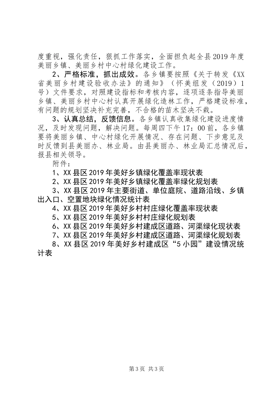 XX年度美丽乡镇和美丽乡村中心村绿化工作方案_1_第3页
