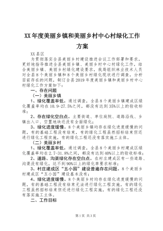 XX年度美丽乡镇和美丽乡村中心村绿化工作方案_1