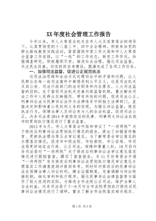 XX年度社会管理工作报告