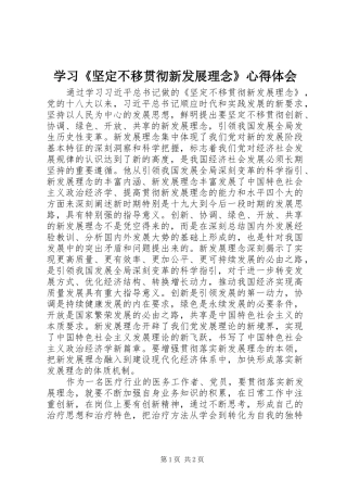 学习《坚定不移贯彻新发展理念》心得体会