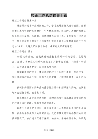 转正工作参考总结锦集十篇