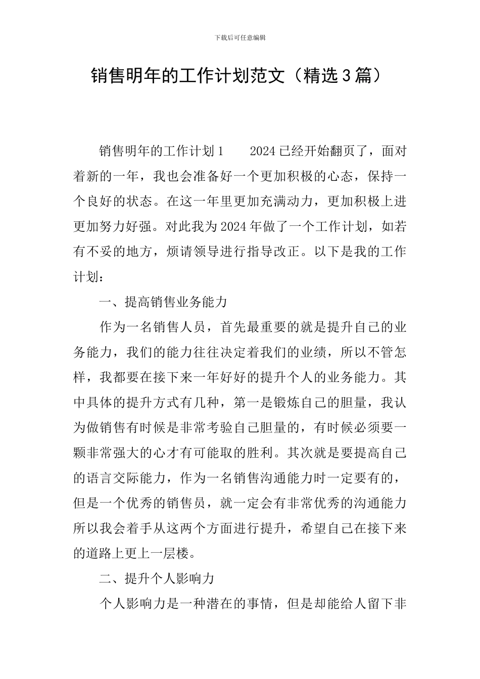 销售明年的工作计划范文_第1页