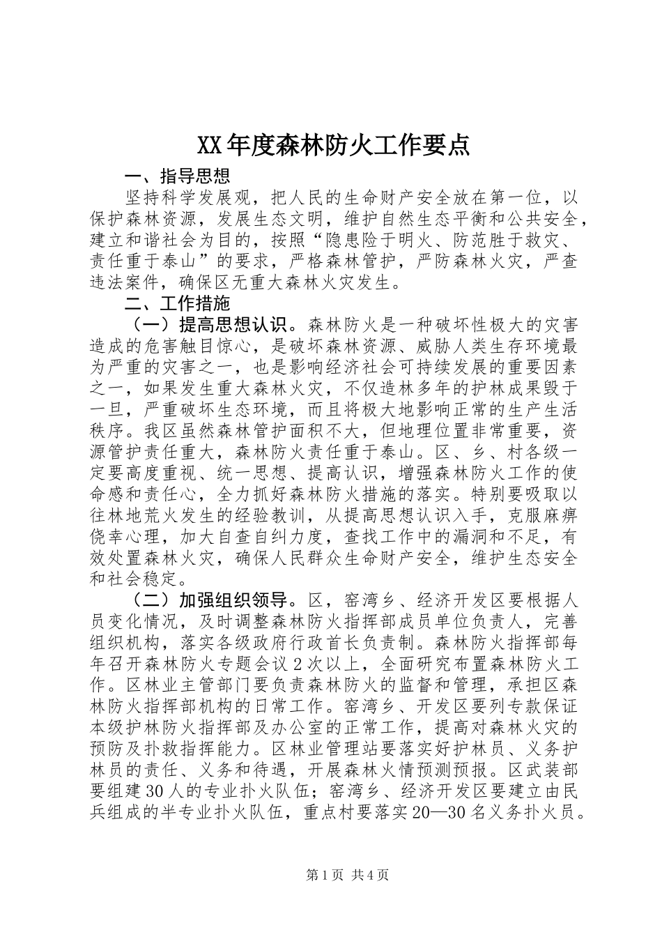 XX年度森林防火工作要点_第1页