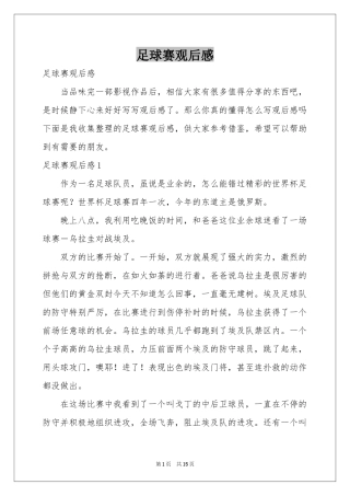 足球赛观后感