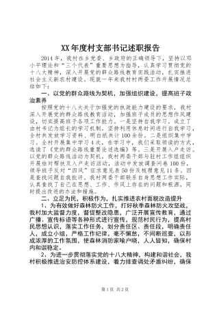 XX年度村支部书记述职报告