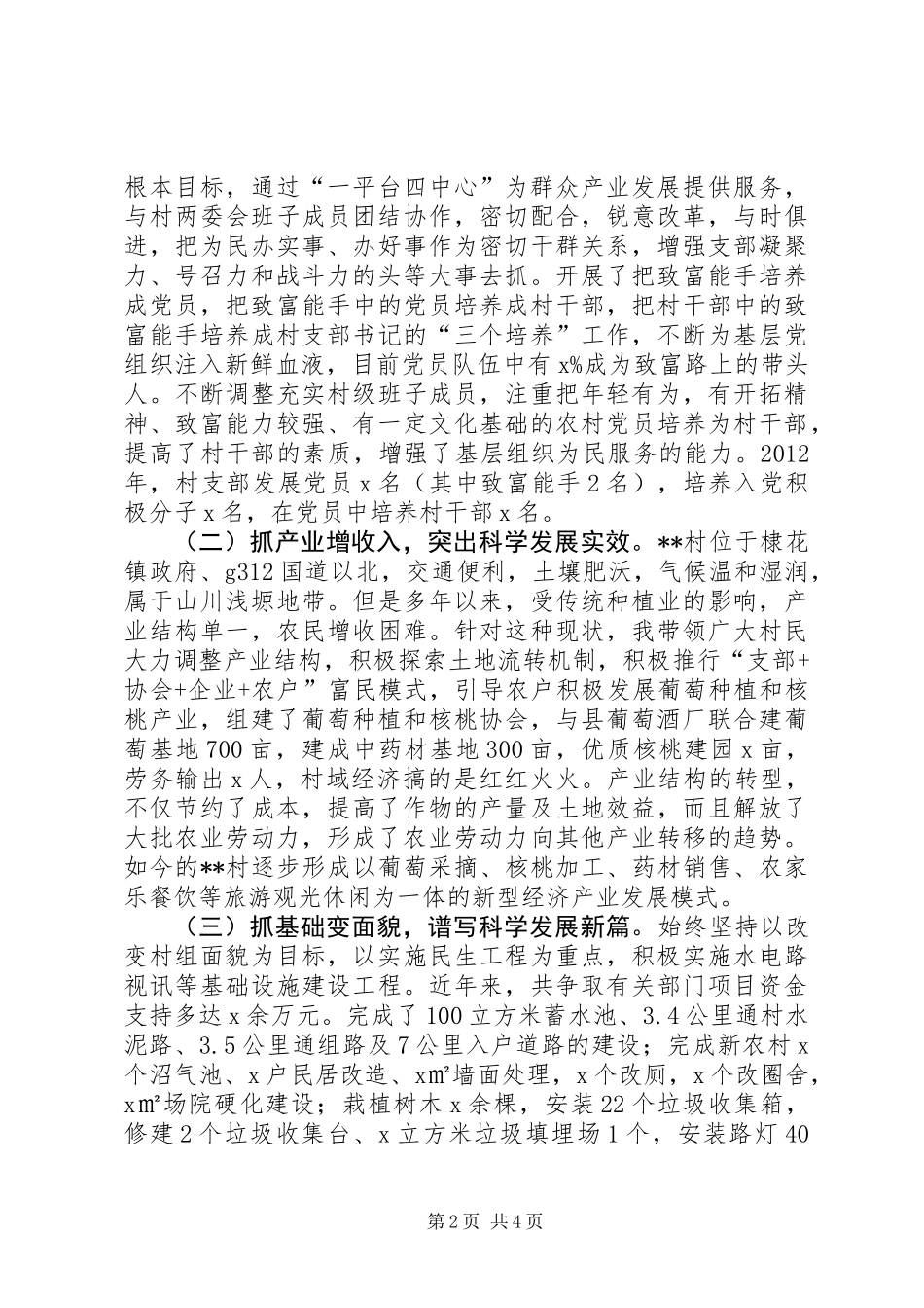 XX年度村党支部书记个人工作总结_第2页