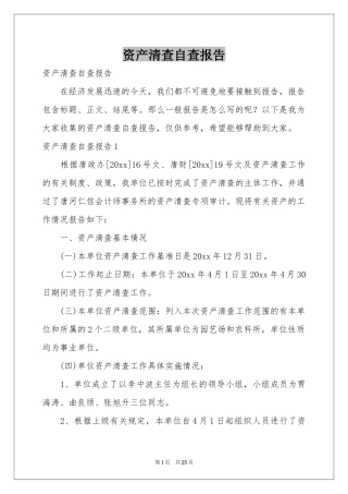 资产清查自查报告
