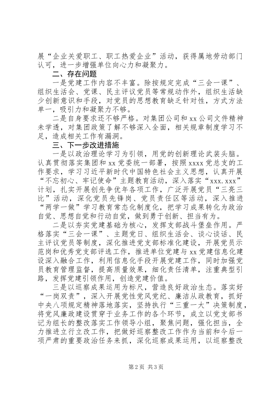 XX年度抓党建述职报告（公司党支部书记）_第2页
