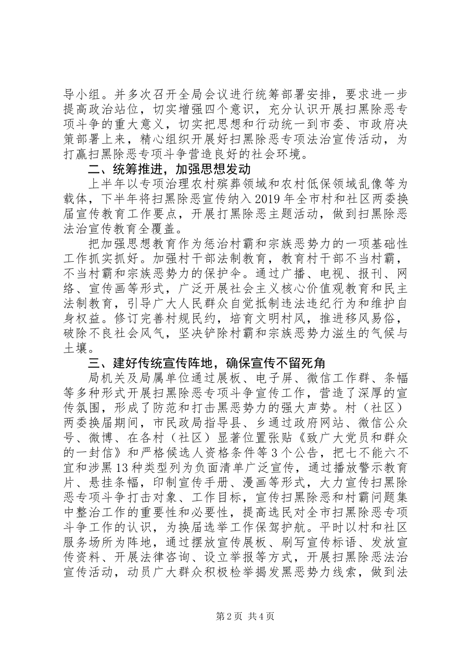 XX年度扫黑除恶专项斗争工作总结_第2页