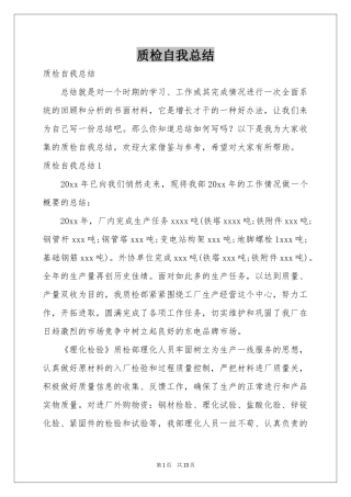 质检自我参考总结