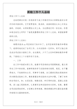 质检工作个人参考总结