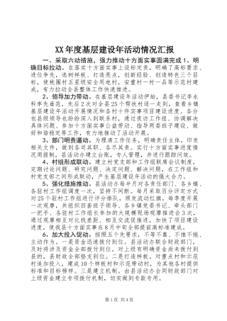 XX年度基层建设年活动情况汇报