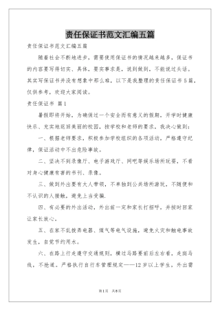 责任保证书范本汇编五篇