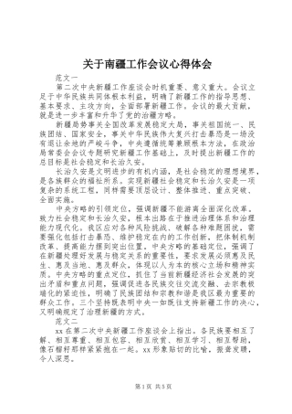 关于南疆工作会议心得体会