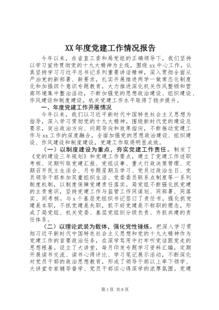 XX年度党建工作情况报告