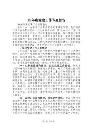 XX年度党建工作专题报告_1
