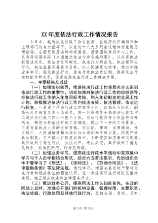 XX年度依法行政工作情况报告