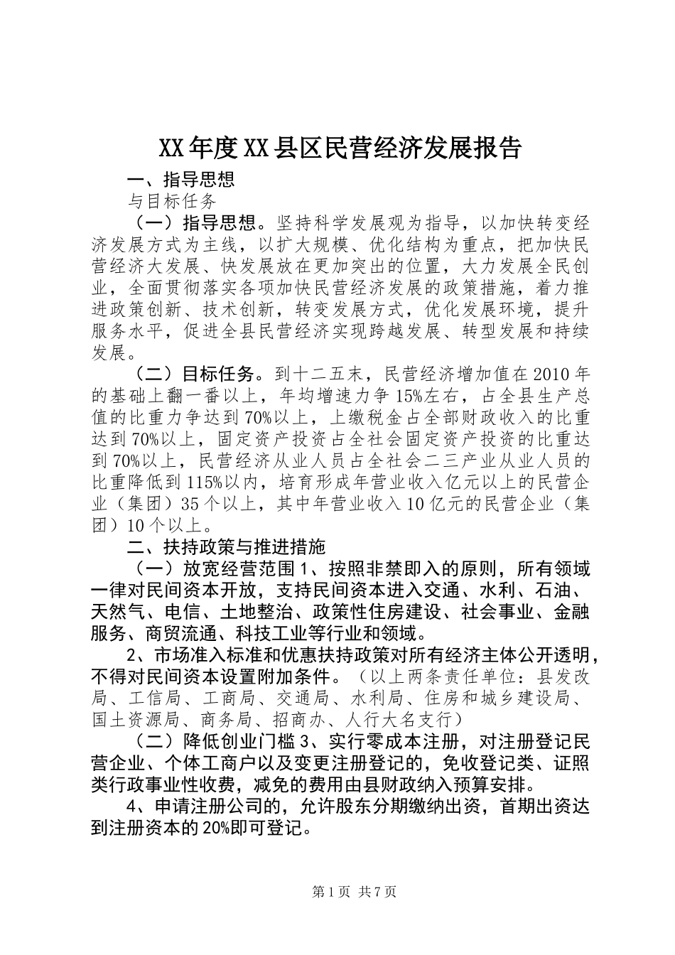 XX年度XX县区民营经济发展报告_第1页