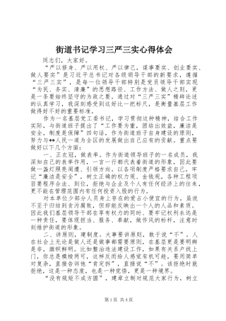 街道书记学习三严三实心得体会