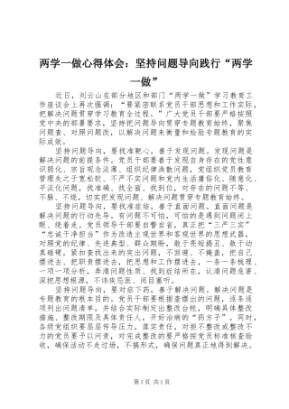 两学一做心得体会：坚持问题导向践行“两学一做”