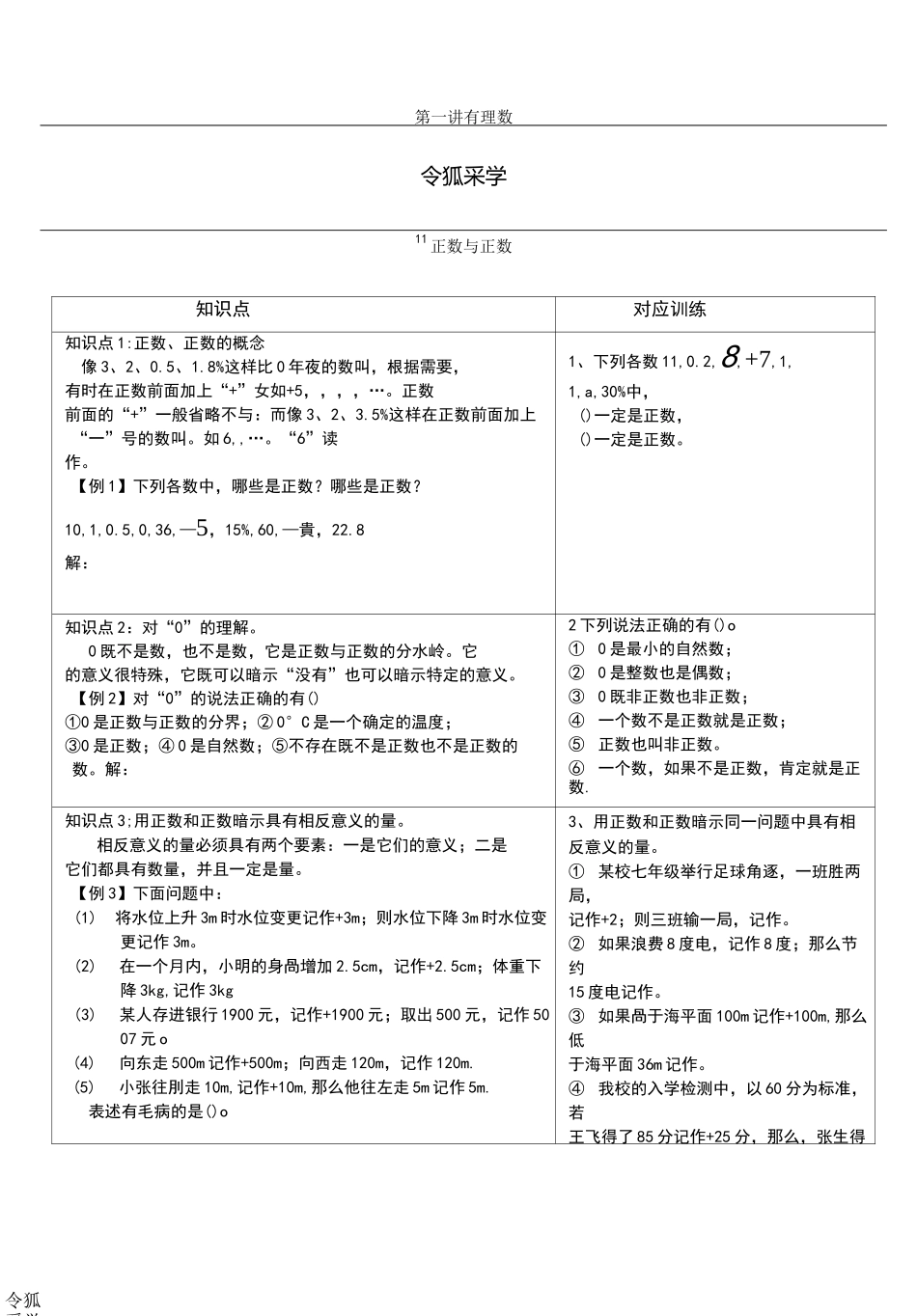 讲义_有理数的基本概念及分类_第1页