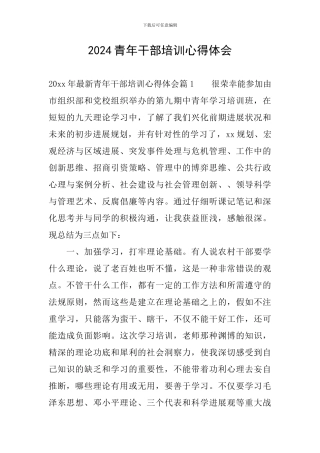 2024青年干部培训心得体会