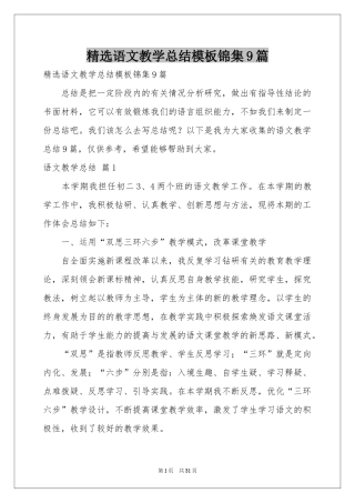语文教学参考总结模板锦集9篇