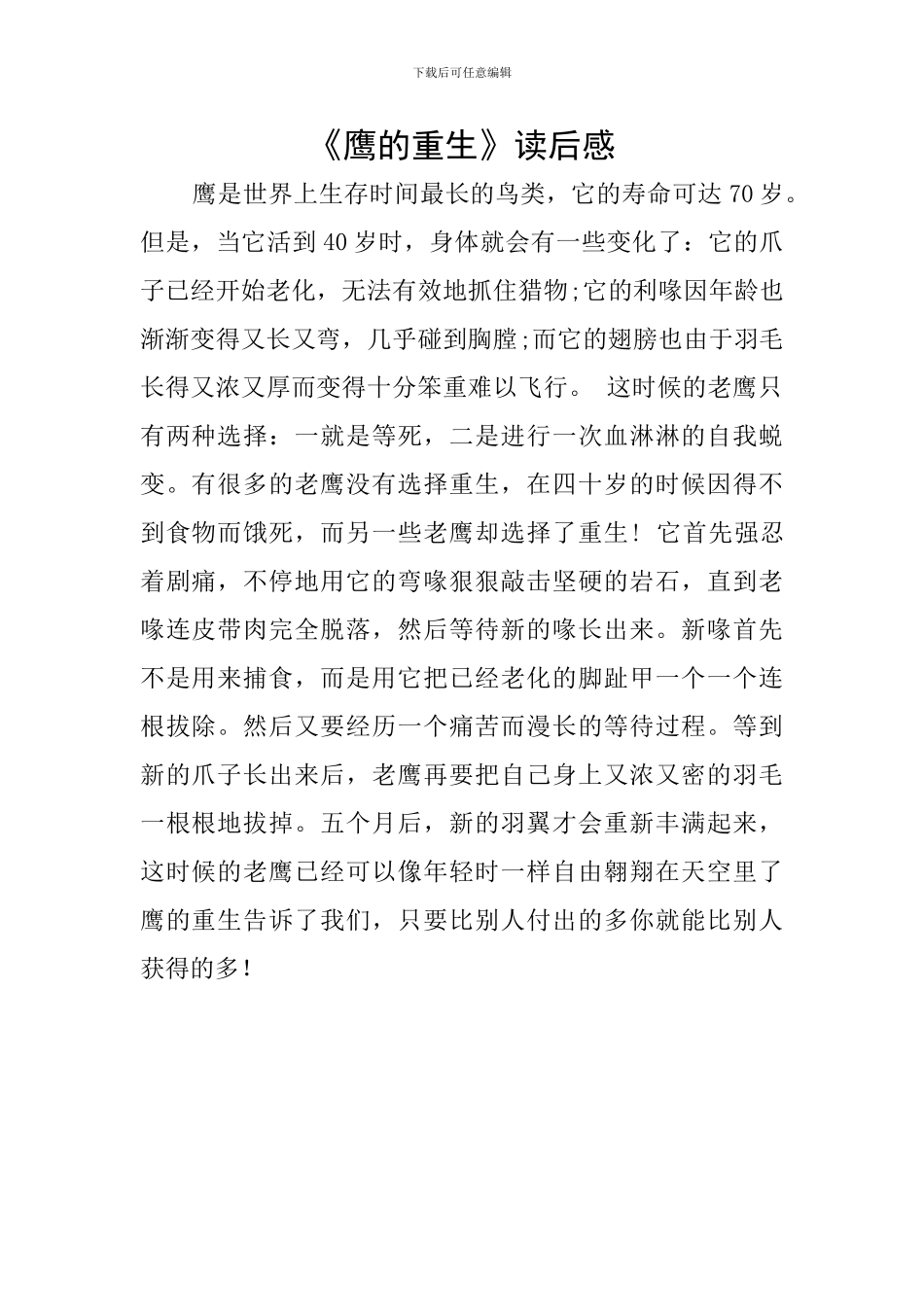《鹰的重生》读后感_第1页