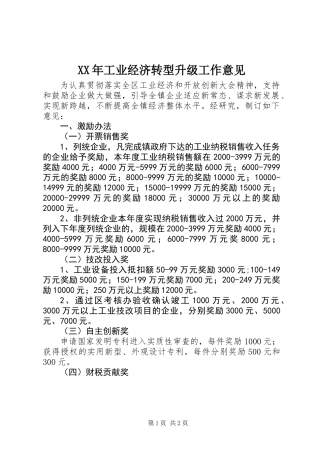 XX年工业经济转型升级工作意见