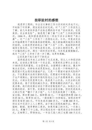 挂职驻村的感想
