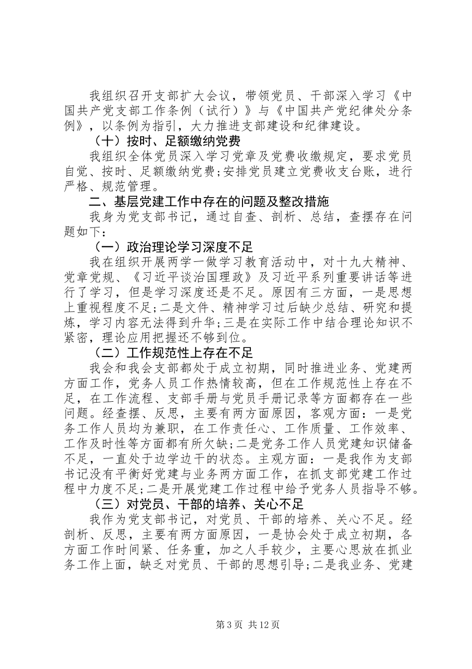 XX年履行党建工作责任述职报告精选3篇_第3页