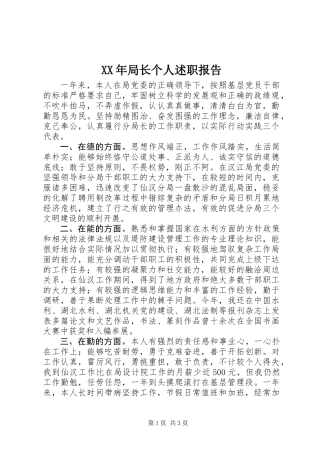 XX年局长个人述职报告