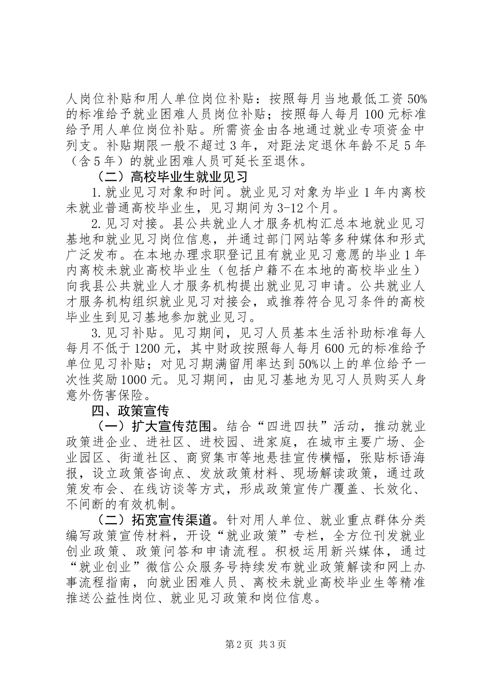 XX年就业扶持工程提升实施方案_第2页