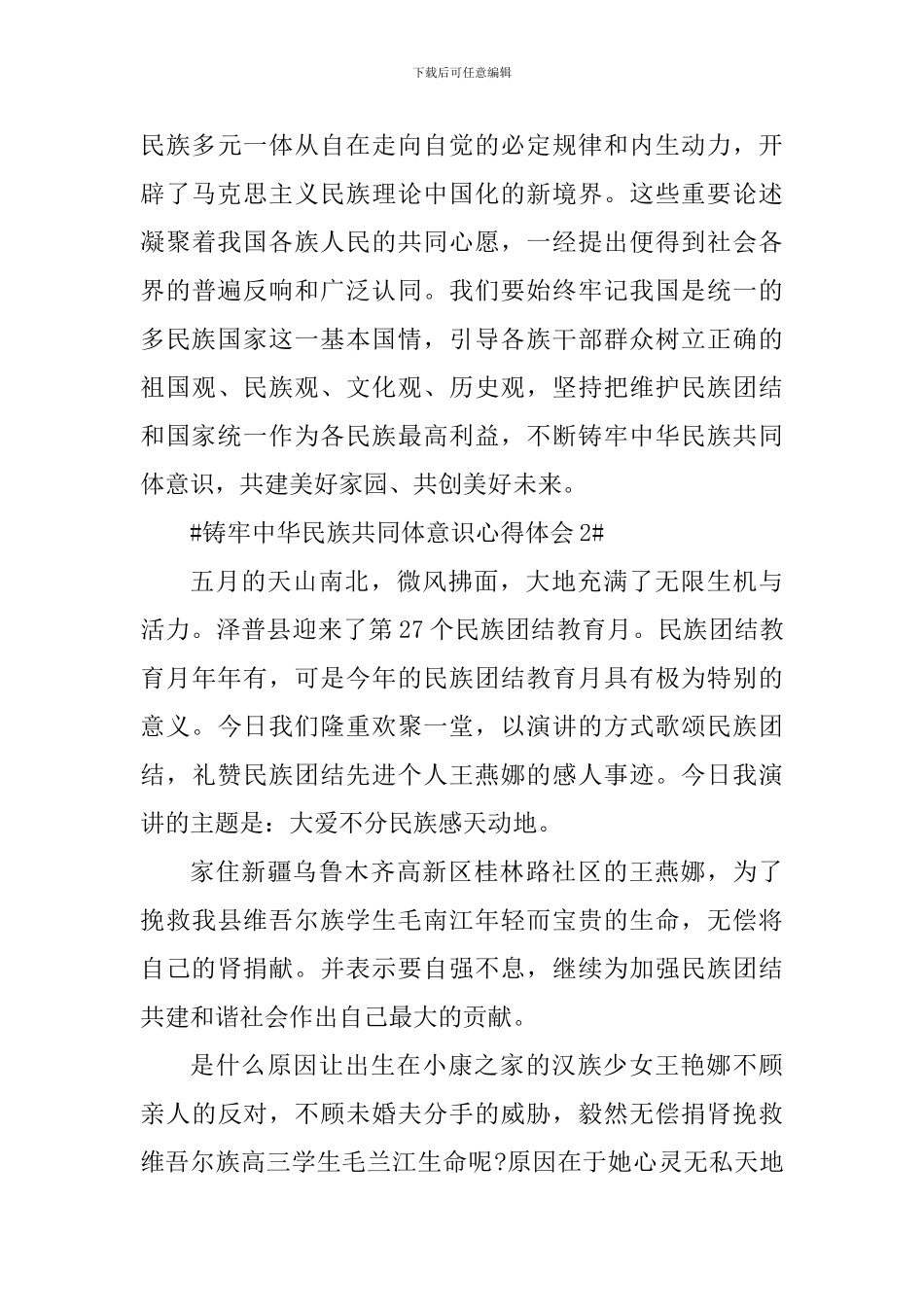 学习铸牢中华民族共同体意识心得体会_第3页