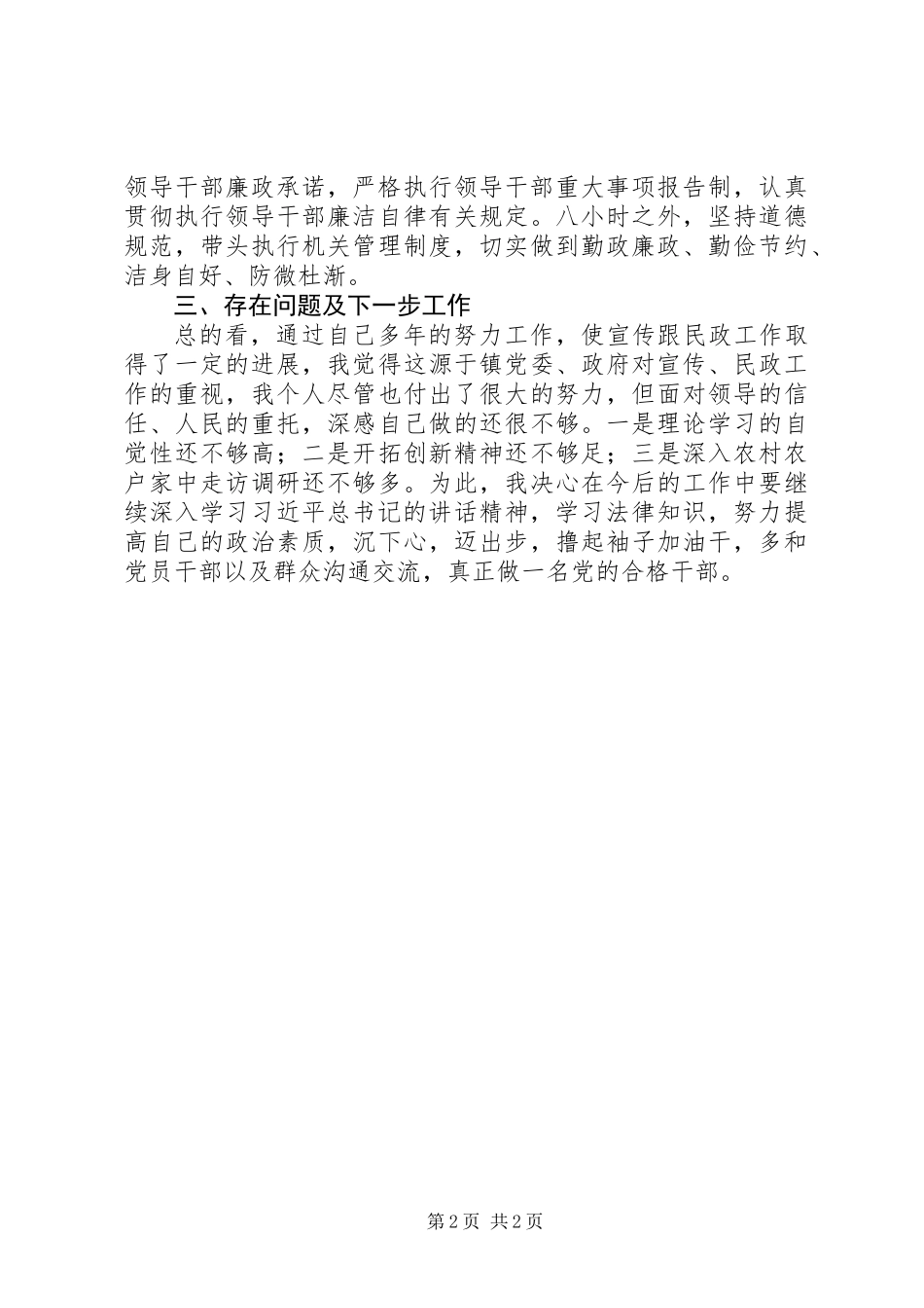 XX年宣传和民政工作个人总结_第2页