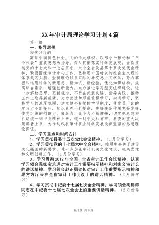 XX年审计局理论学习计划4篇