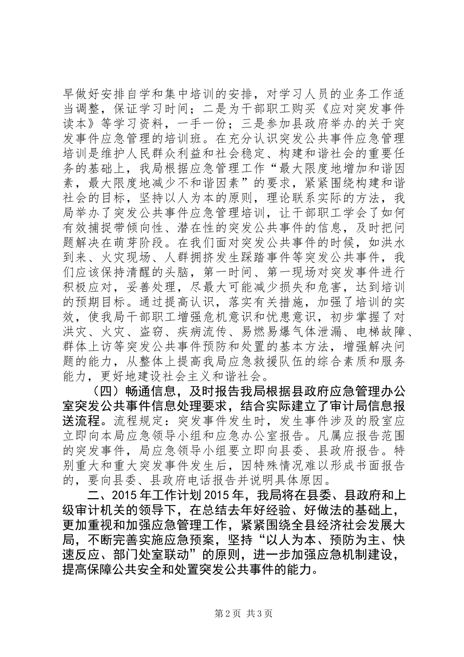 XX年审计局应急管理工作总结及明年计划_第2页