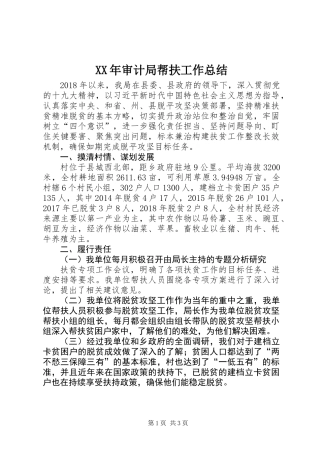 XX年审计局帮扶工作总结