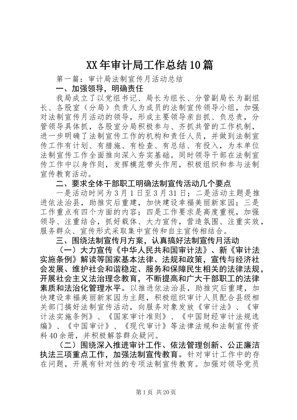 XX年审计局工作总结10篇_第1页