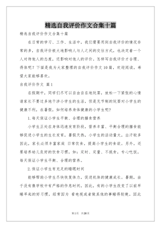 自我评价作文合集十篇