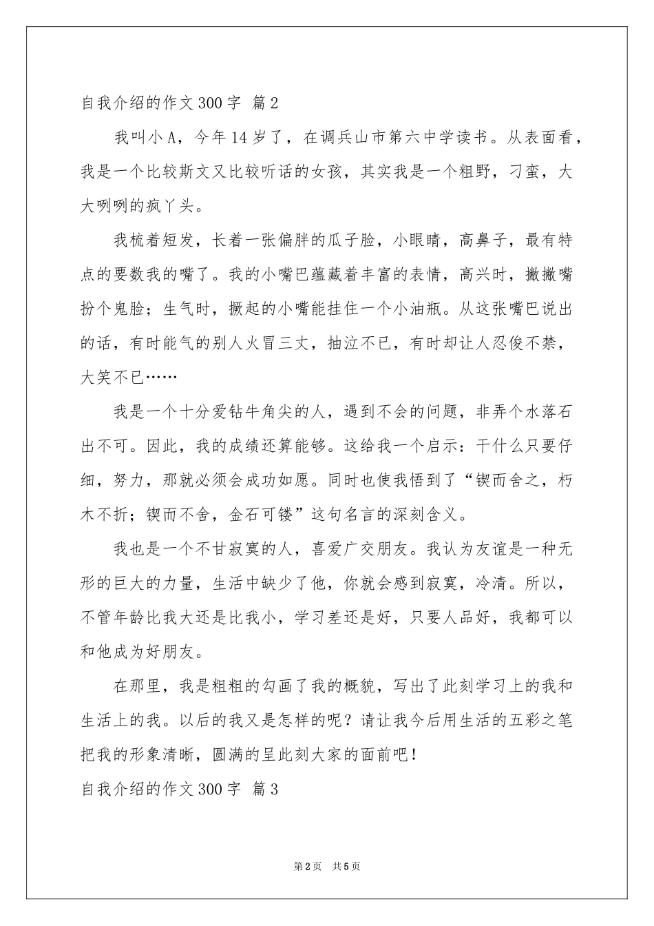 自我介绍的作文300字集锦五篇_第2页