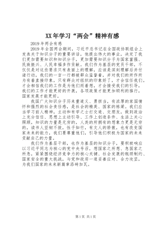 XX年学习“两会”精神有感