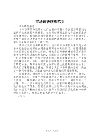 市场调研感想范文