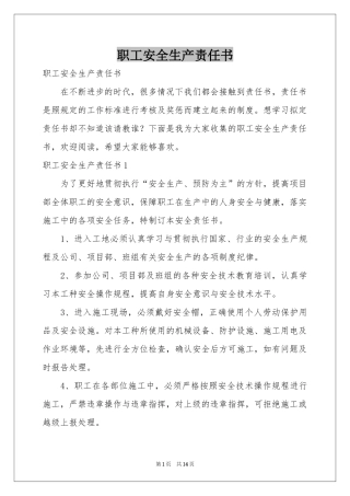 职工安全生产责任书