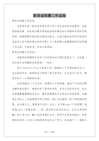 职员试用期工作参考总结