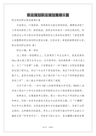 职业规划职业规划集锦8篇