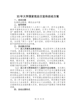 XX年大学国家宪法日宣传活动方案